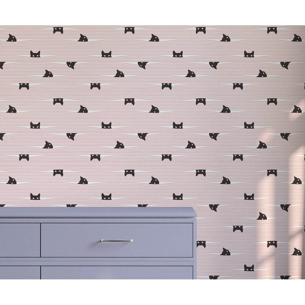 Bobbi Beck Eco Luxury Cat Pink Wallpaper Image 2