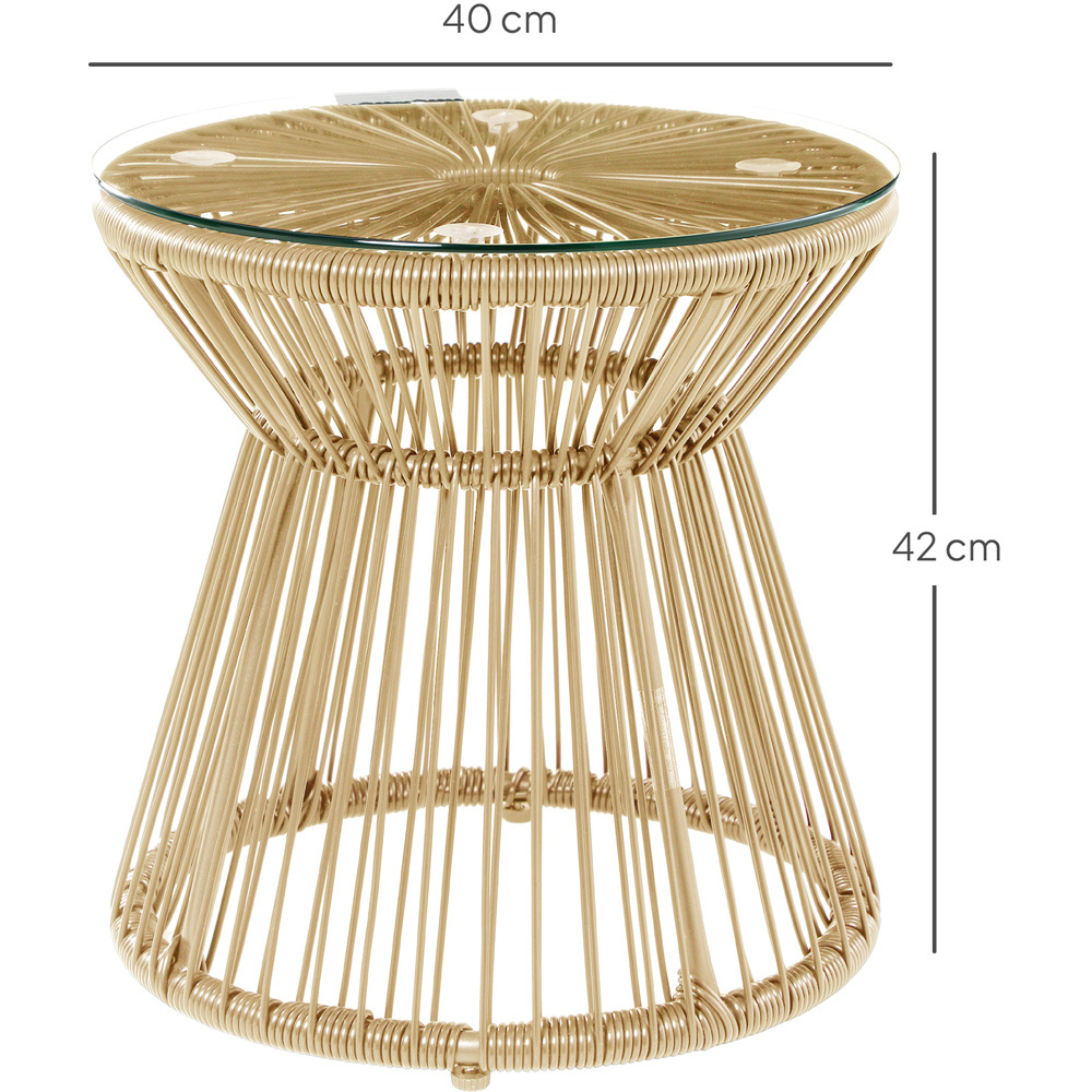 Outsunny Natural Rattan Hollow Drum Design Round End Table Image 9