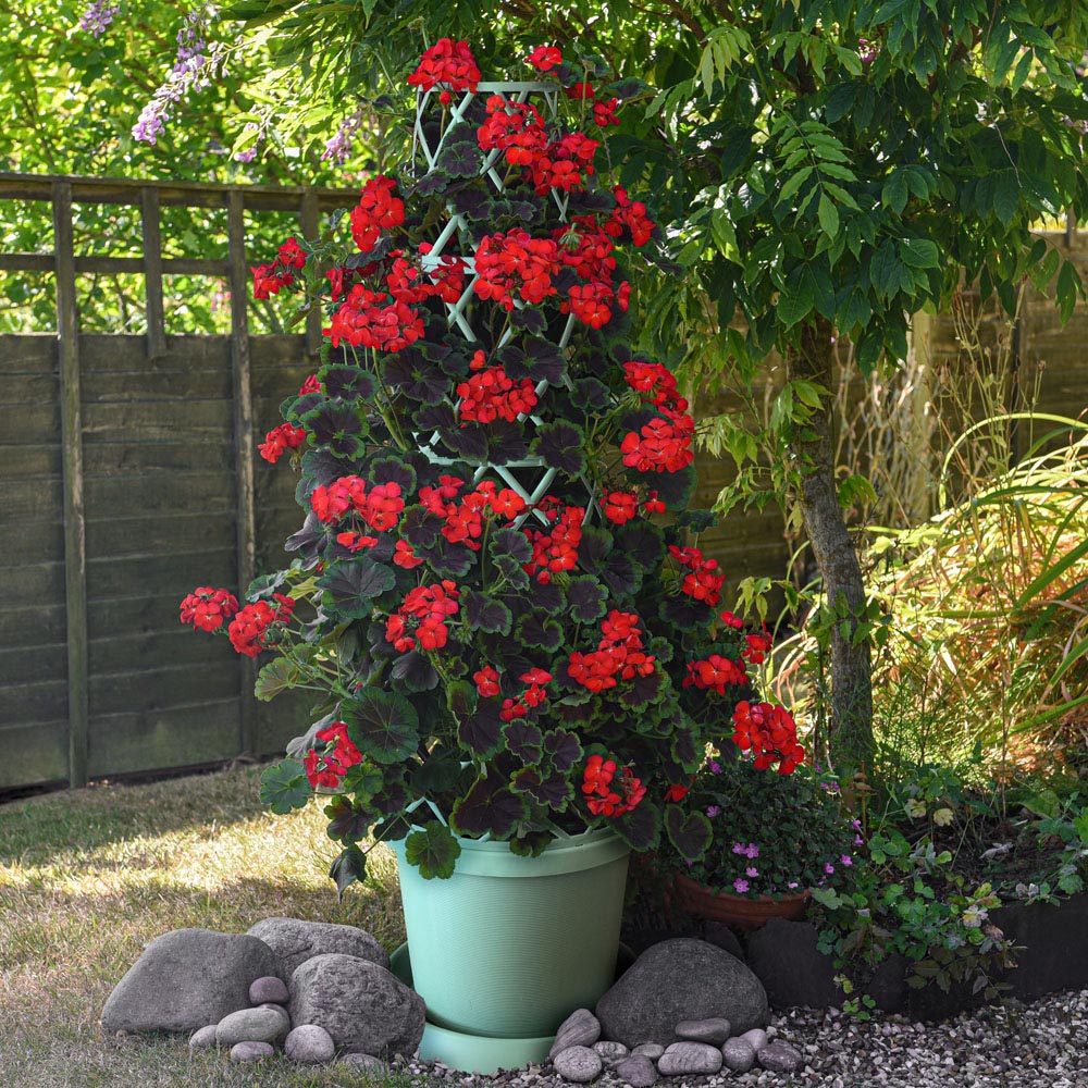 Garden Gear Pistachio Green Plastic Tower Pot with Saucer 42cm Image 2
