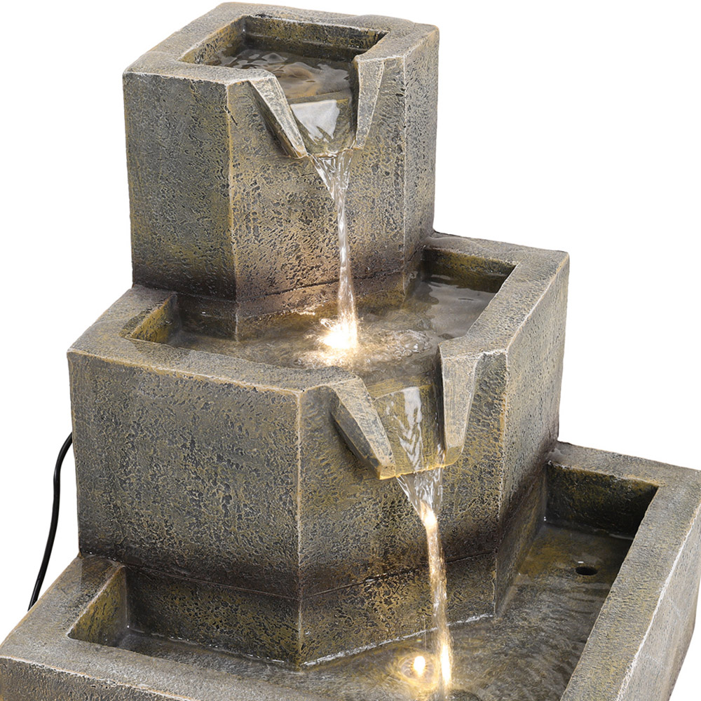 Living and Home 3-Tier Solar Rustic Garden Fountain with LED Lights Image 4