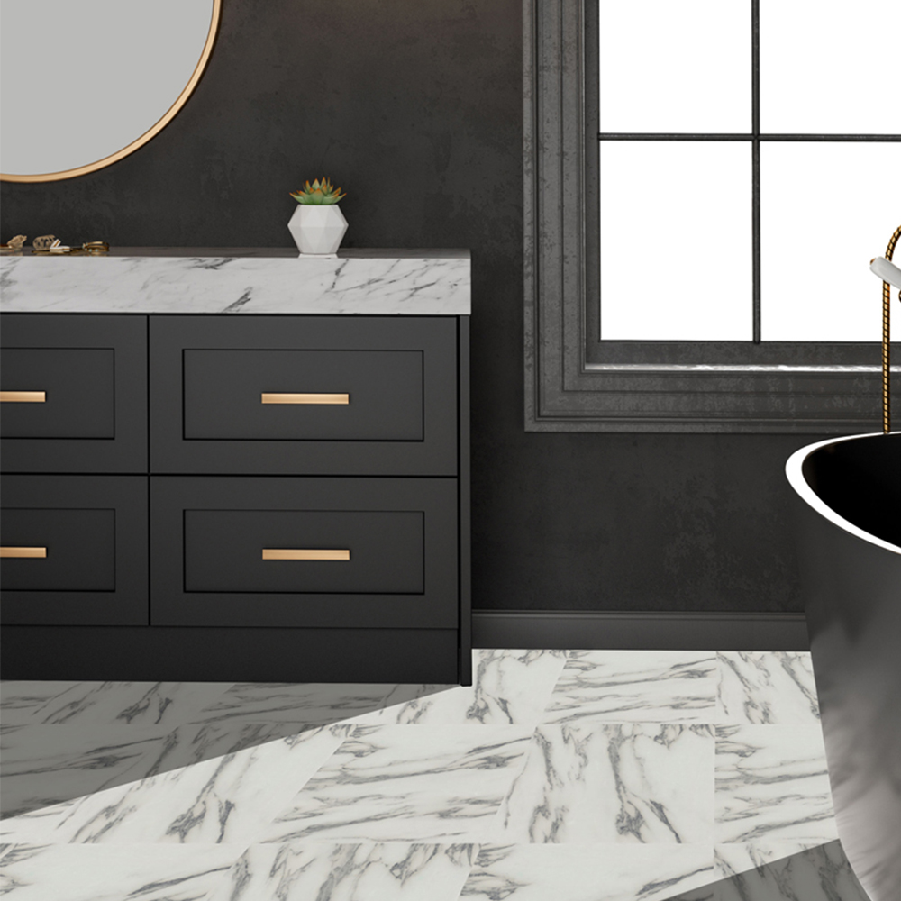 Arthouse ArtiFIX Mono Carrara Marble Effect Sticky Black Vinyl Floor Tile 10 Pack Image 3