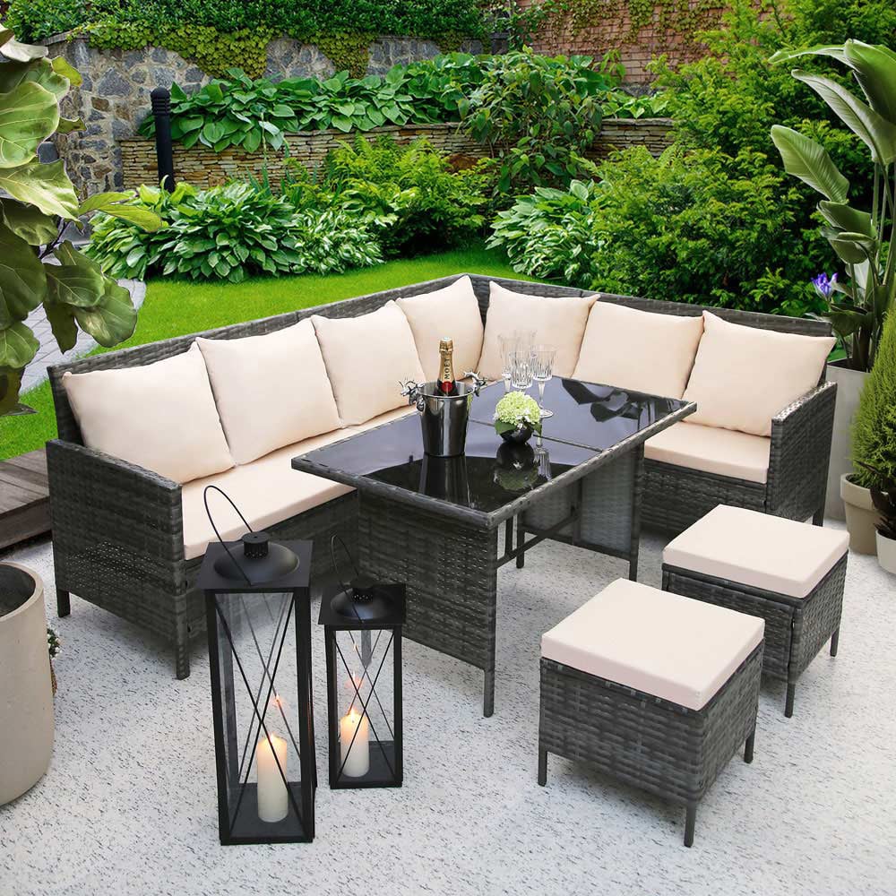 Thalia 8 Seater Rattan Sofa Set Beige Image 8