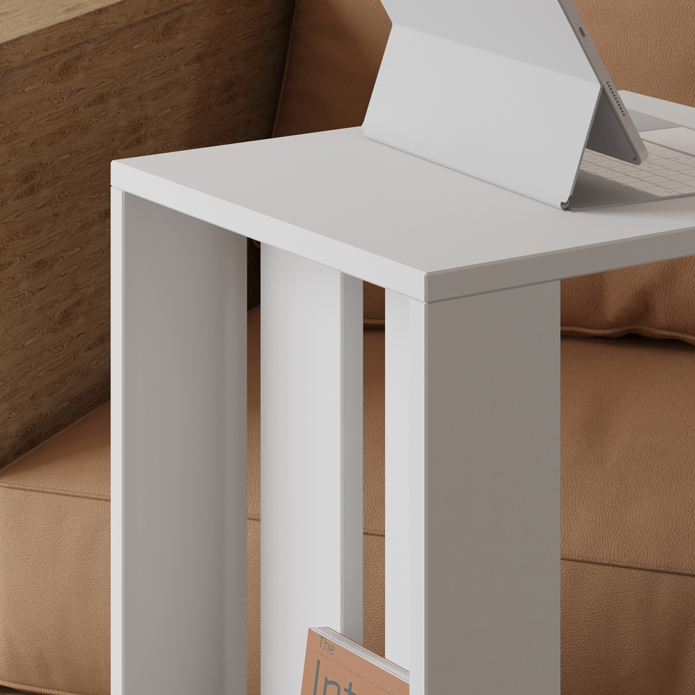 Decortie Edi White C Sofa Side Table with Storage Image 3