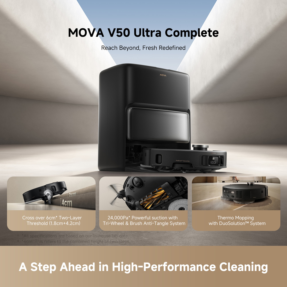 MOVA V50 Black Ultra Complete Robot Vacuum Cleaner with Self Emptying Scrubber Image 6