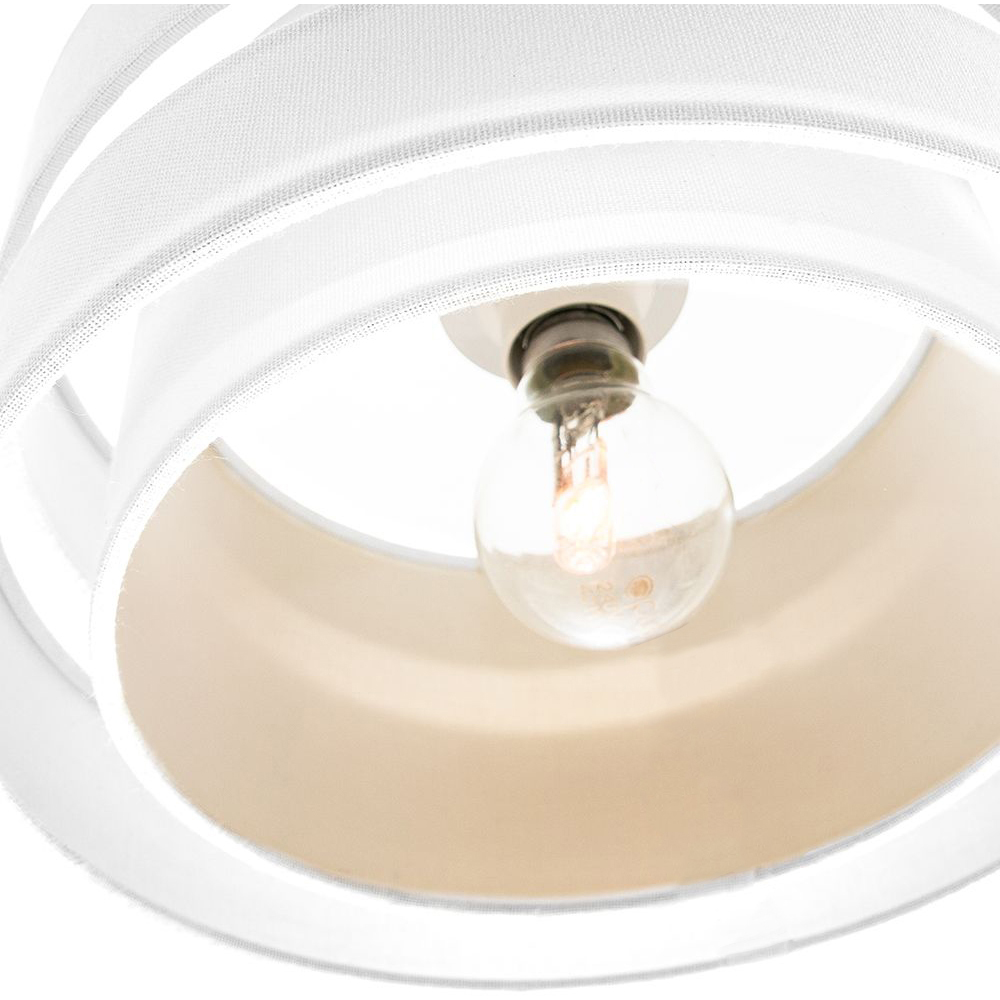 Happy Homewares Contemporary 3 Tier White Linen Fabric Pendant Shade Image 4