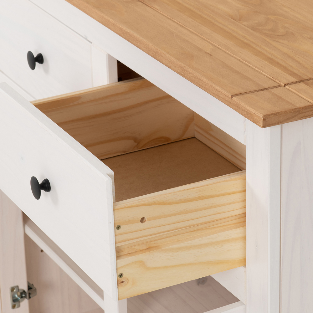 Seconique Panama 2 Door 2 Drawer White and Natural Wax Sideboard Image 6