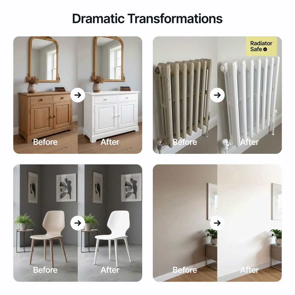 Hemway Bright White Furniture and Walls Matt Chalk Paint 1L Image 5