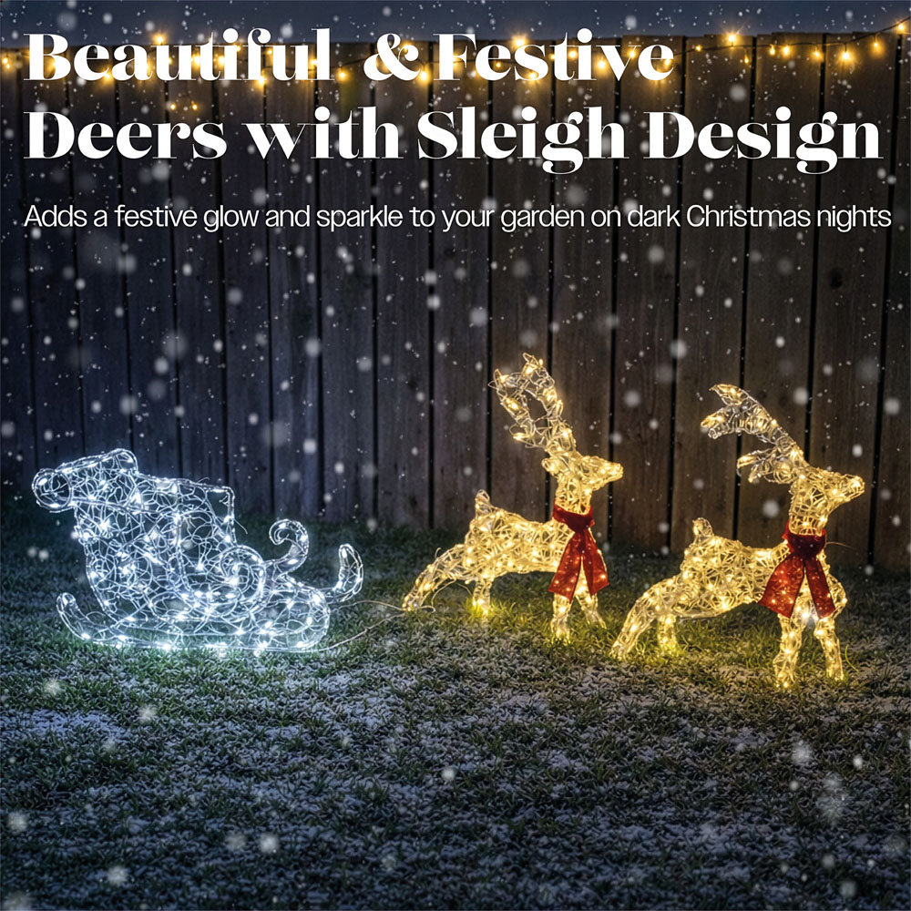 Xmas Haus 240 Bright LED Acrylic Deer and Sleigh Christmas Decoration Image 3