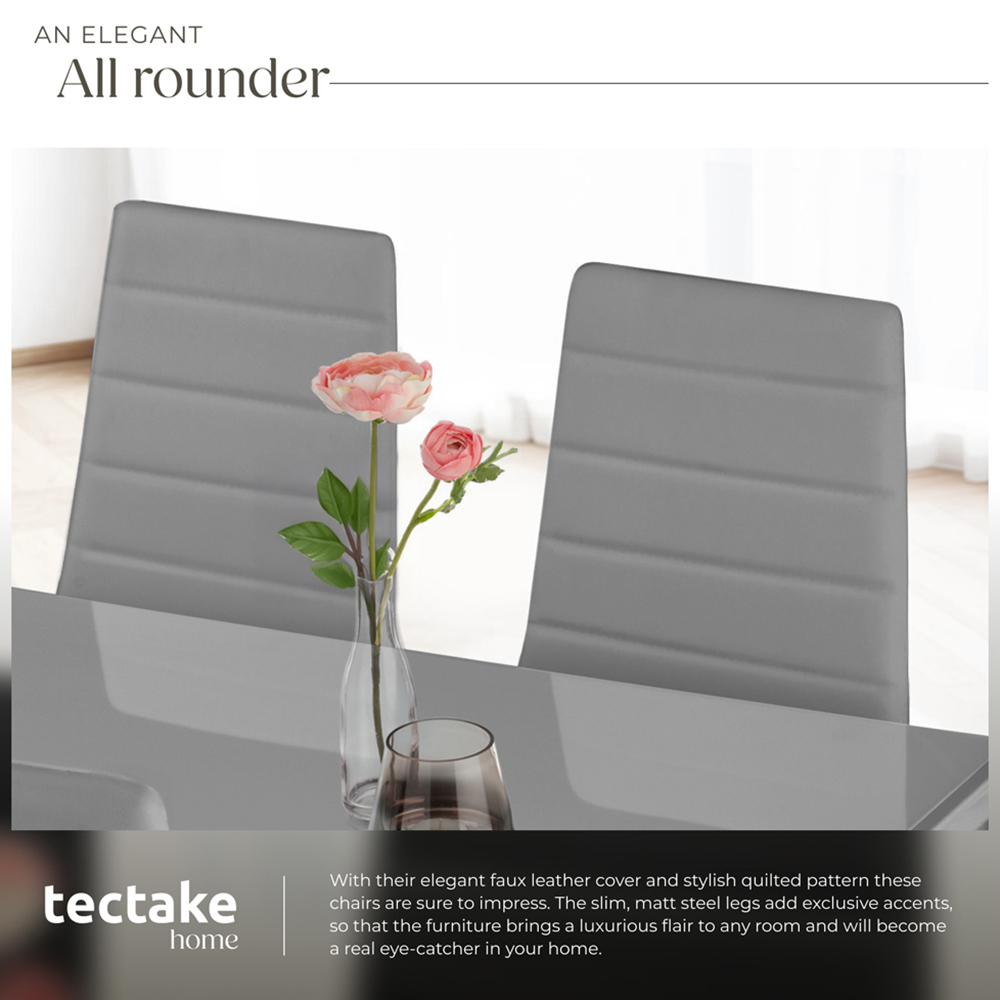 tectake Set of 8 Grey High Backrest Padded Dining Chair Image 7