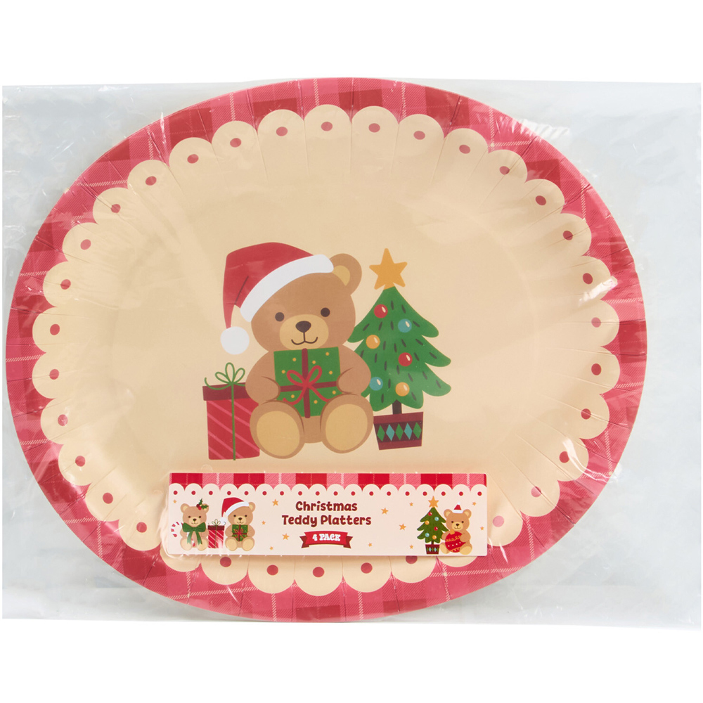 Pack of 4 Christmas Teddy Platters Image 2