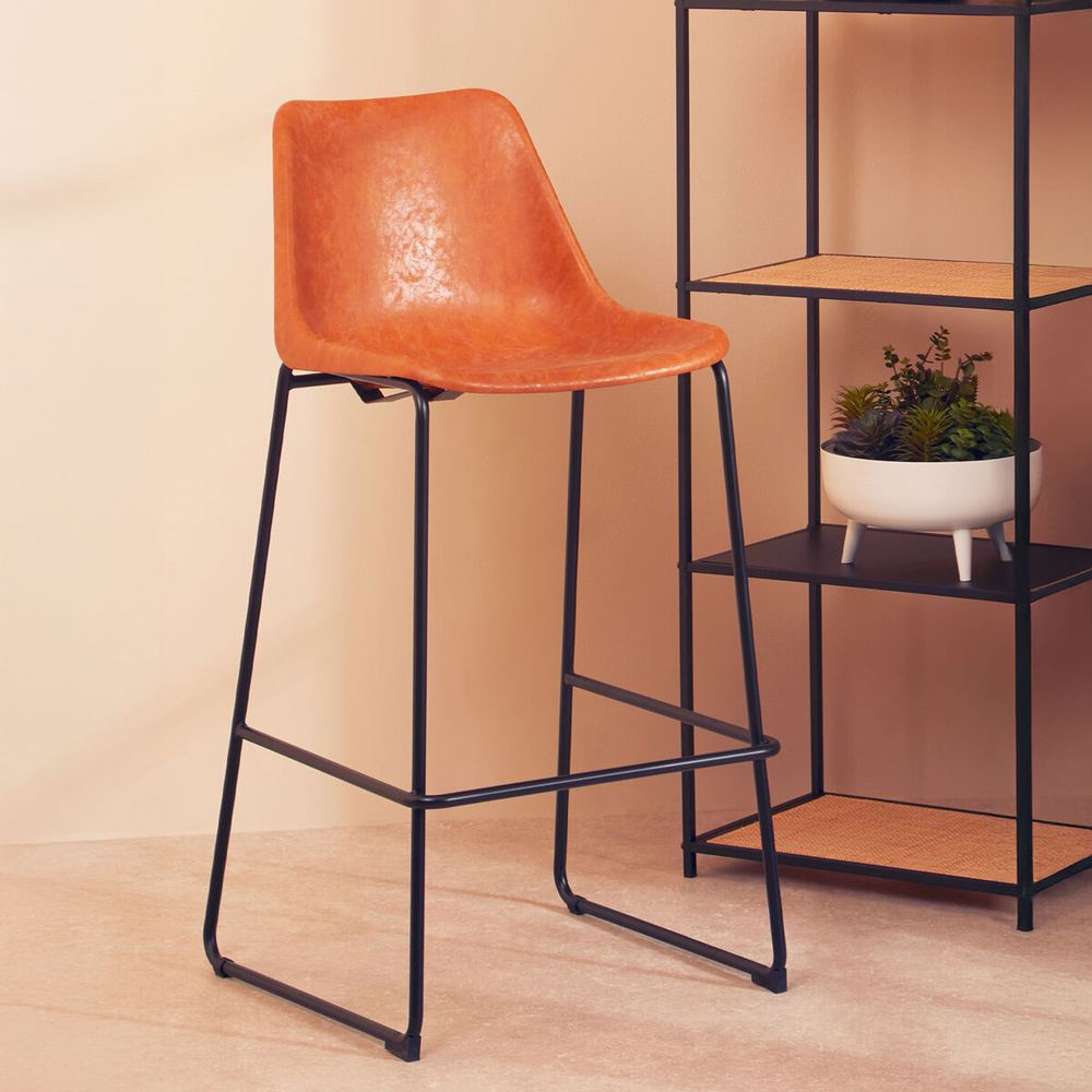 Premier Housewares Dalston Camel Shade and Black Legs Bar Chair Image 3