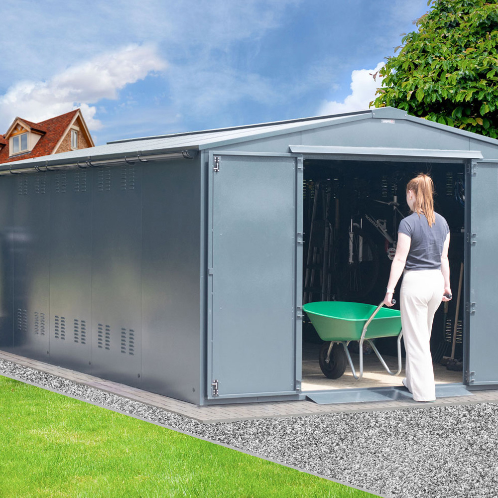 Asgard Garrison Secured by Design 10 x 18ft Cream Metal Workshop Shed with Floor and 5 Point Locking Image 2
