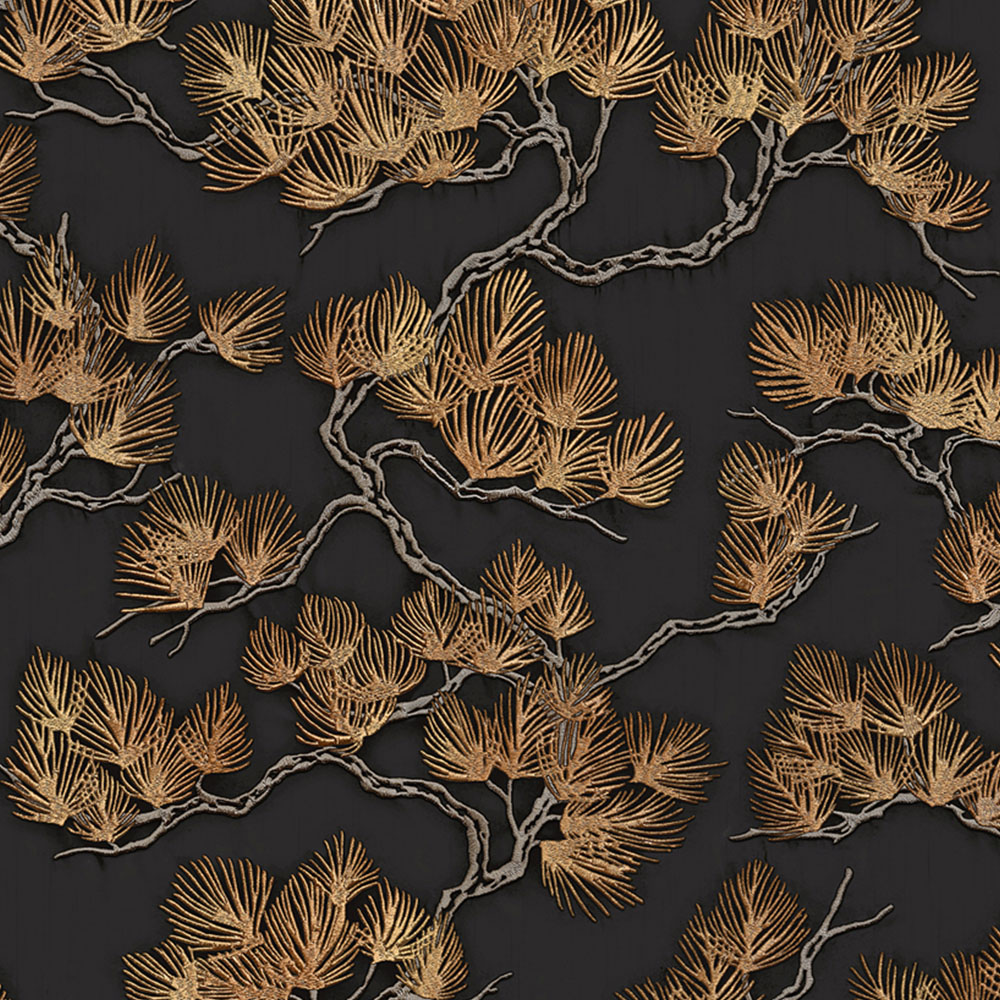 Design ID Pine Tree Black and Gold Wallpaper Image 1
