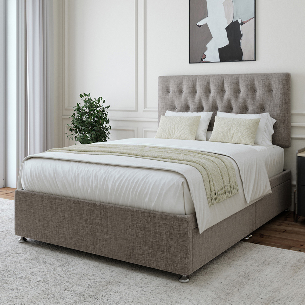Bedmaster Small Double Slate Linen 4 Drawer Divan Base with Lona Headboard Image 1