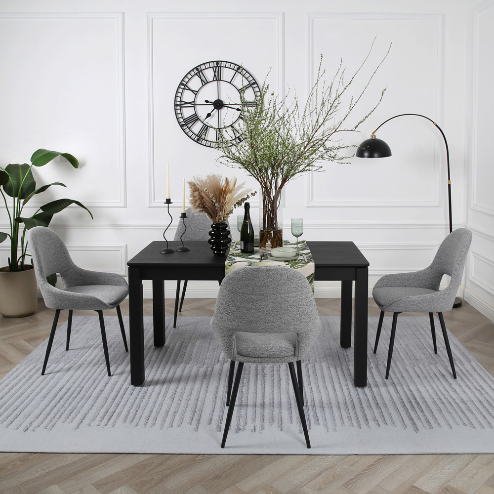 Pebble Set of 2 Light Grey Boucle Dining Chair Image 9