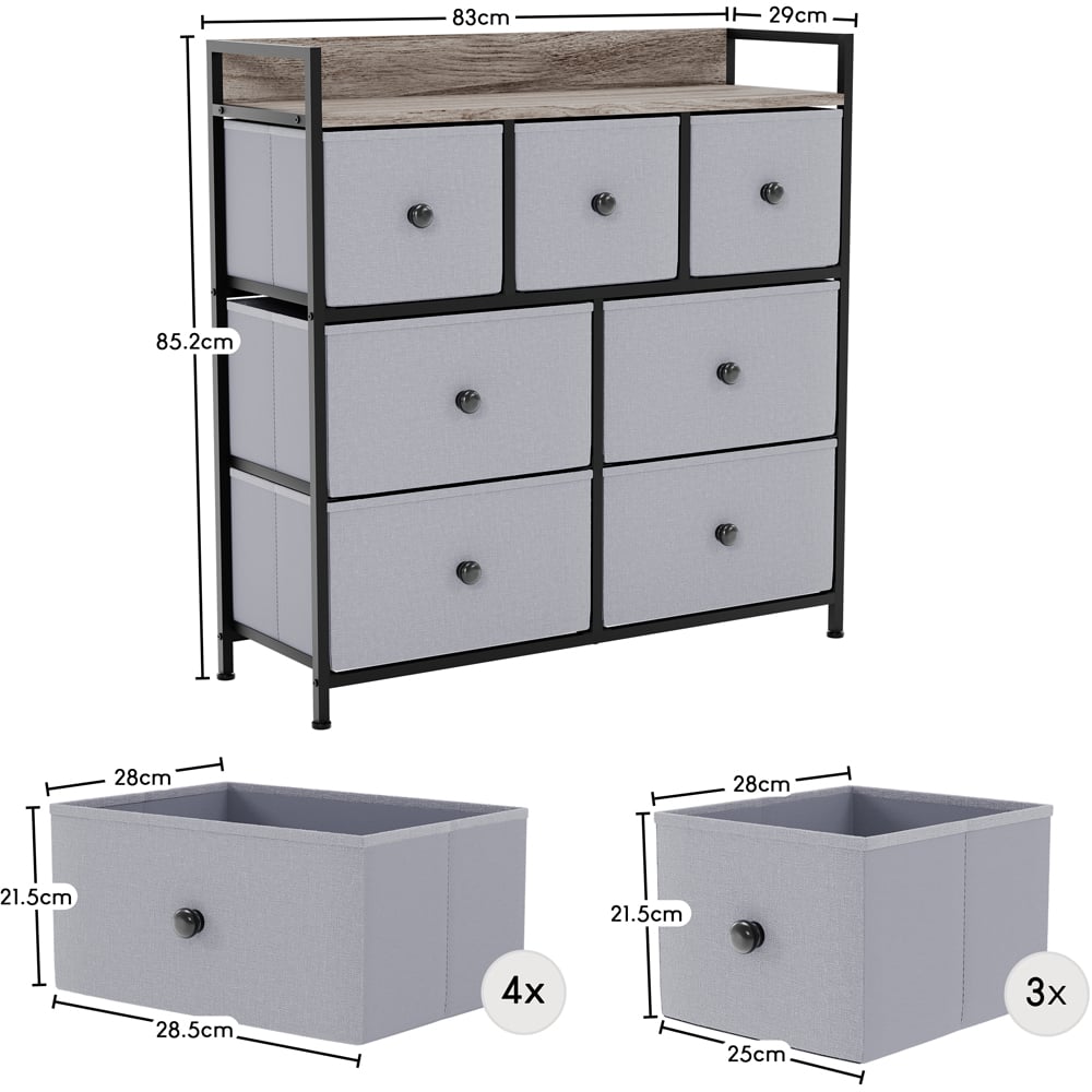 Vida Designs Chorley 7 Drawer Beige and Grey Wood Fabric Chest of Drawer Image 8