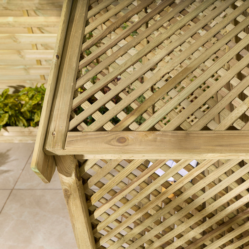 Rowlinson Marrakesh 3 Seater 7 x 6 x 2ft Natural Wooden Arbour Image 5