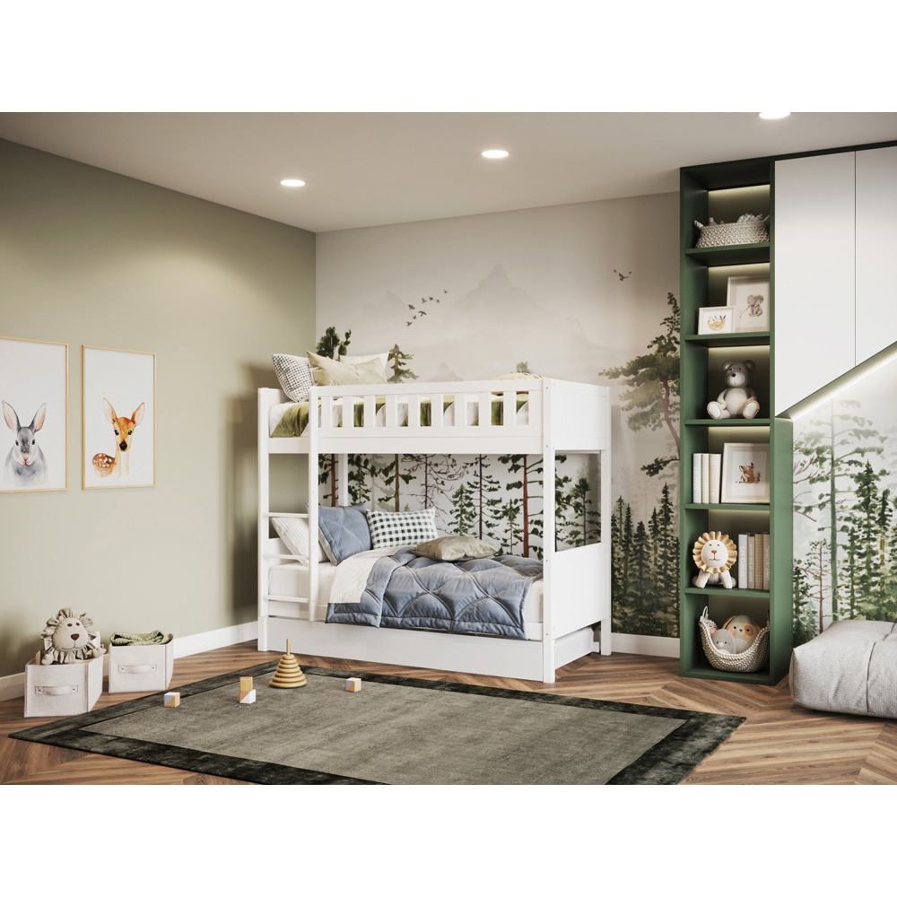 Flair Bea 2 Sleeper White Shorty Bunk Bed with Trundle Image 3