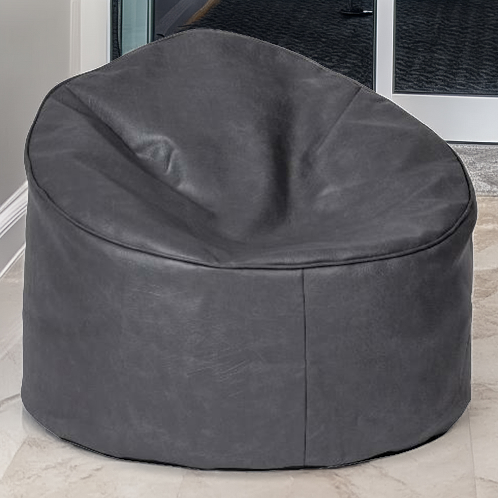 Kaikoo Grey Faux Leather Bean Bag Chair Image 1