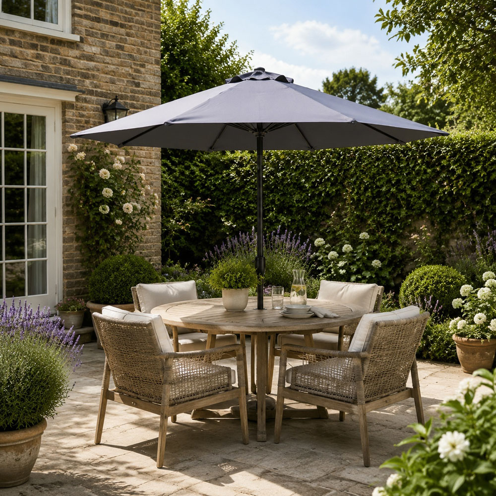 Direct Wicker Grey Classic Crank Straight Parasol 2.94m Image 2