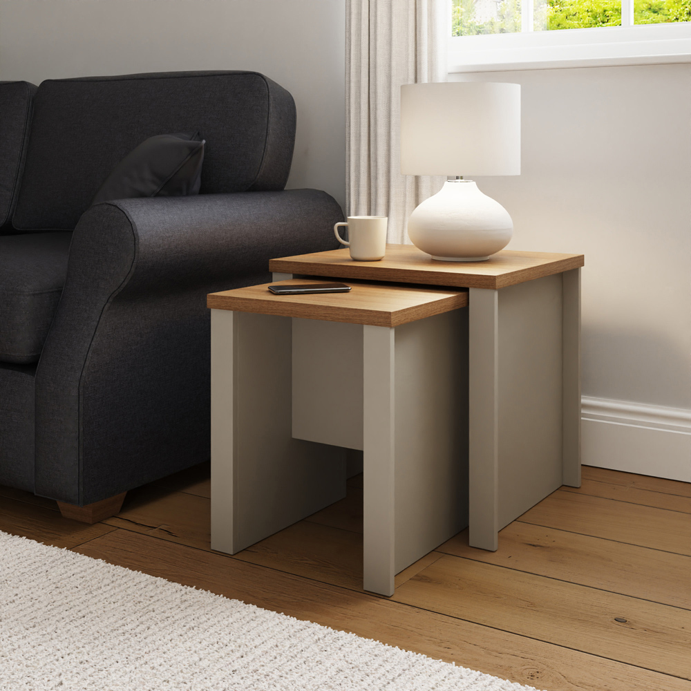 GFW Lancaster Grey Nest of Tables Set of 2 Image 7