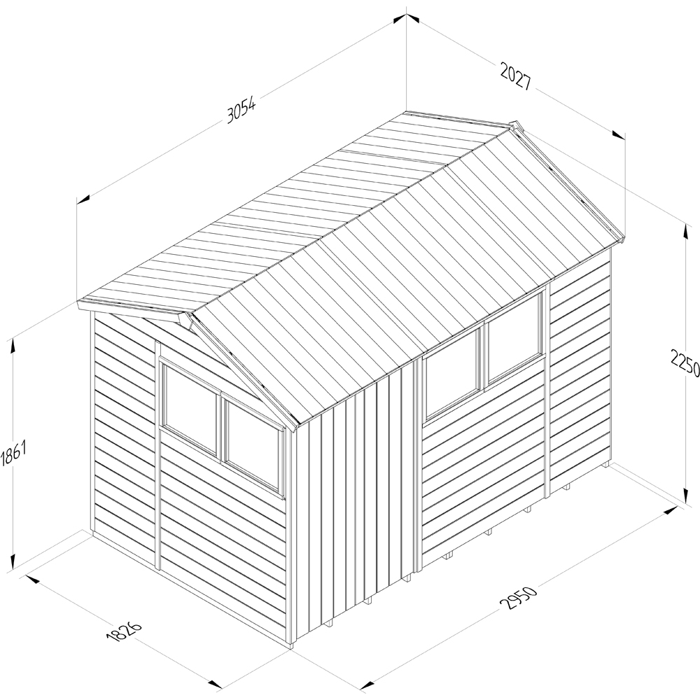 Forest Garden Timberdale 10 x 6ft 2 Opening Tongue and Groove Reverse Apex Garden Shed Image 9