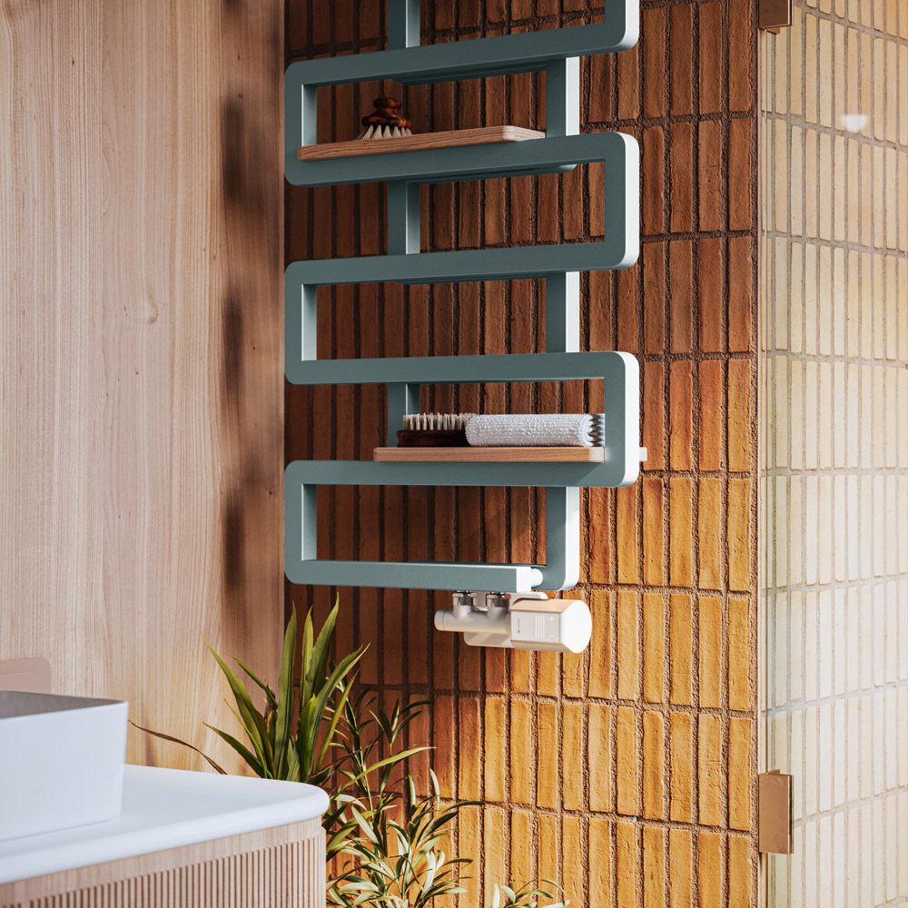 Terma Bookie Beech Wood Towel Rail Shelf 400mm Image 2