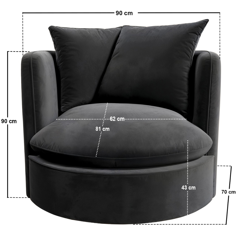 Solace+Co Maisie Grey Velvet Swivel Armchair Image 7