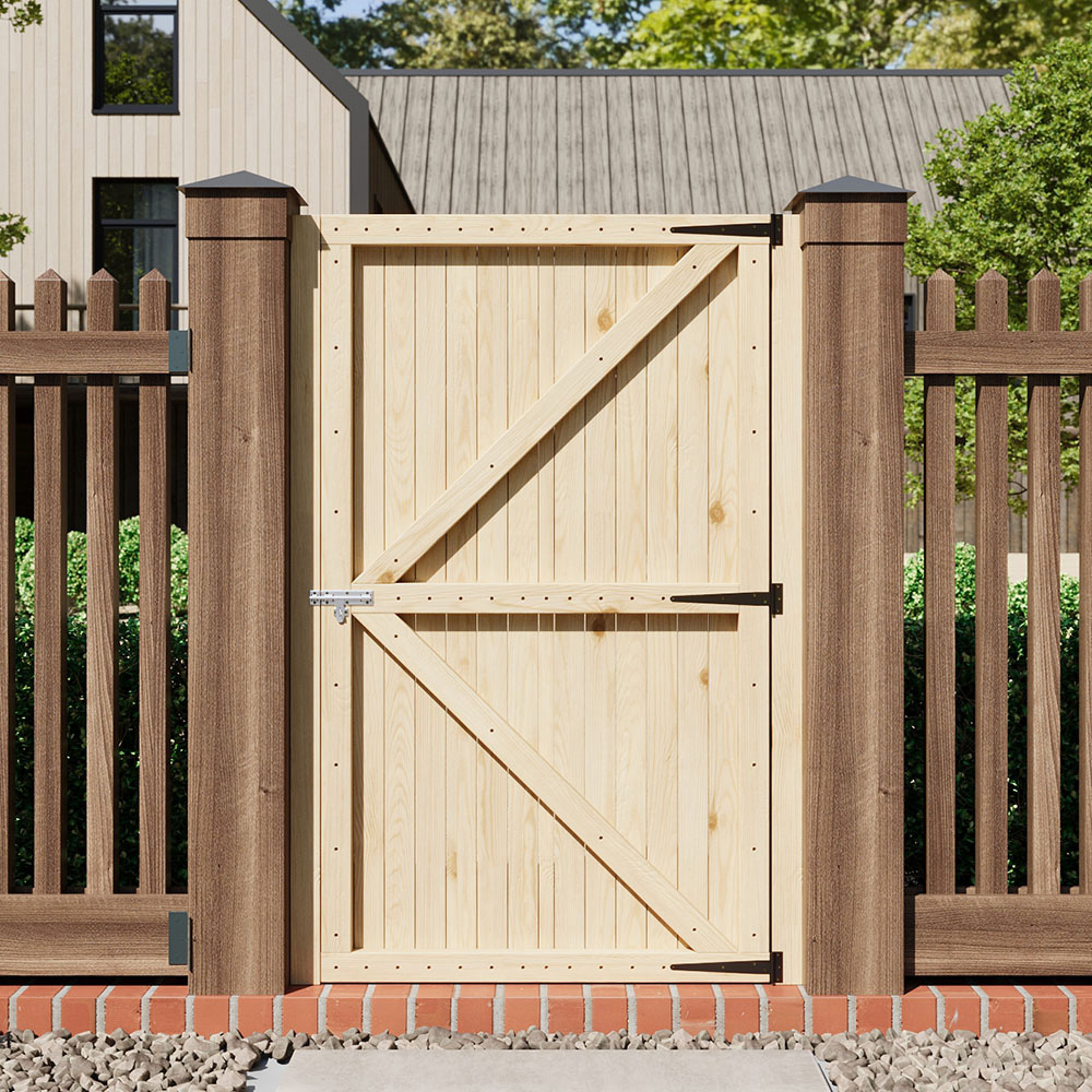 Living and Home Sturdy Wooden Garden Gate with Latch 105 x 6 x 180cm Image 7