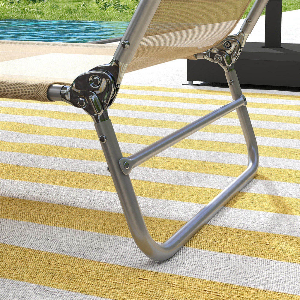 Outsunny Set of 2 Brown Folding Sun Lounger with Headrest Image 3