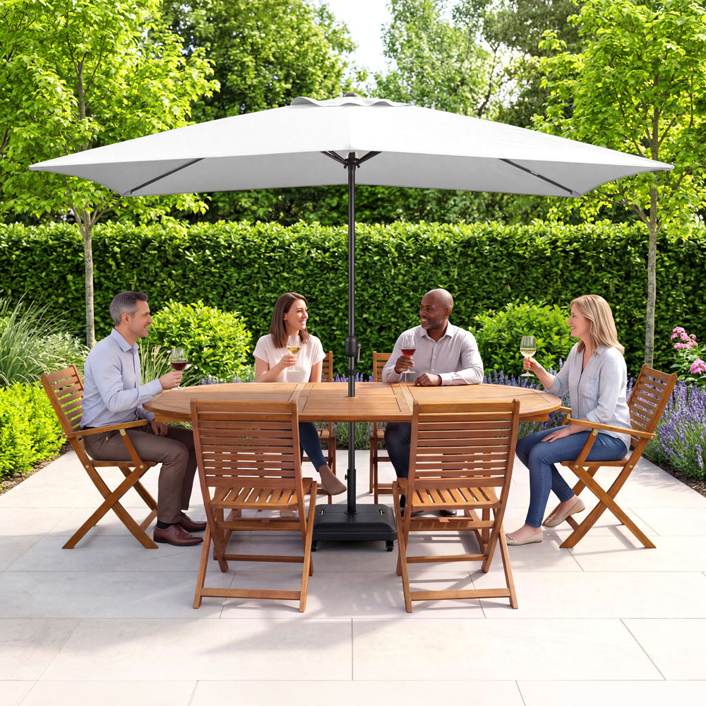 Charles Bentley Grey Rectangle Crank Parasol 3m Image 5