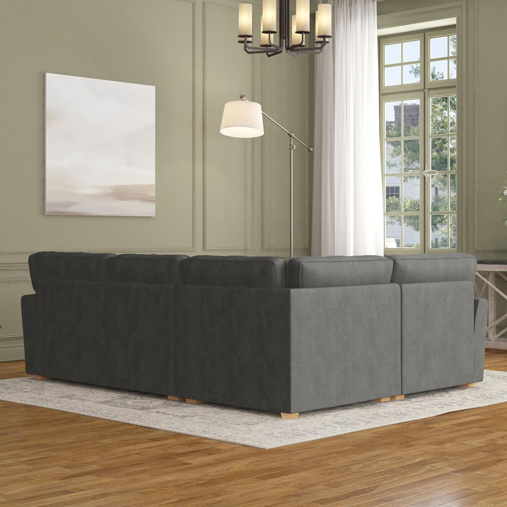 Wendleberry 3 Seater Steel Plush Velvet Fixed Back Left Hand Corner Sofa Image 6