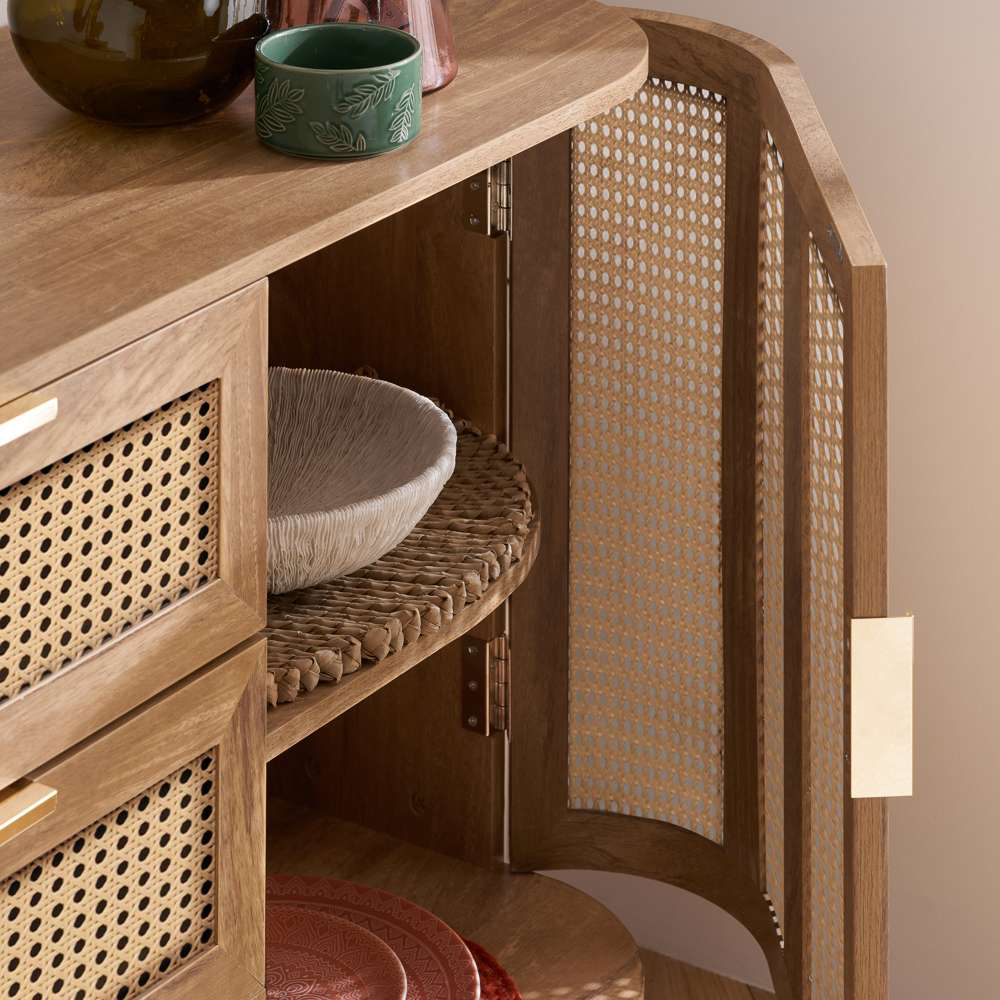 Birlea Noah 2 Door 3 Drawer Rattan Effect Sideboard Image 6