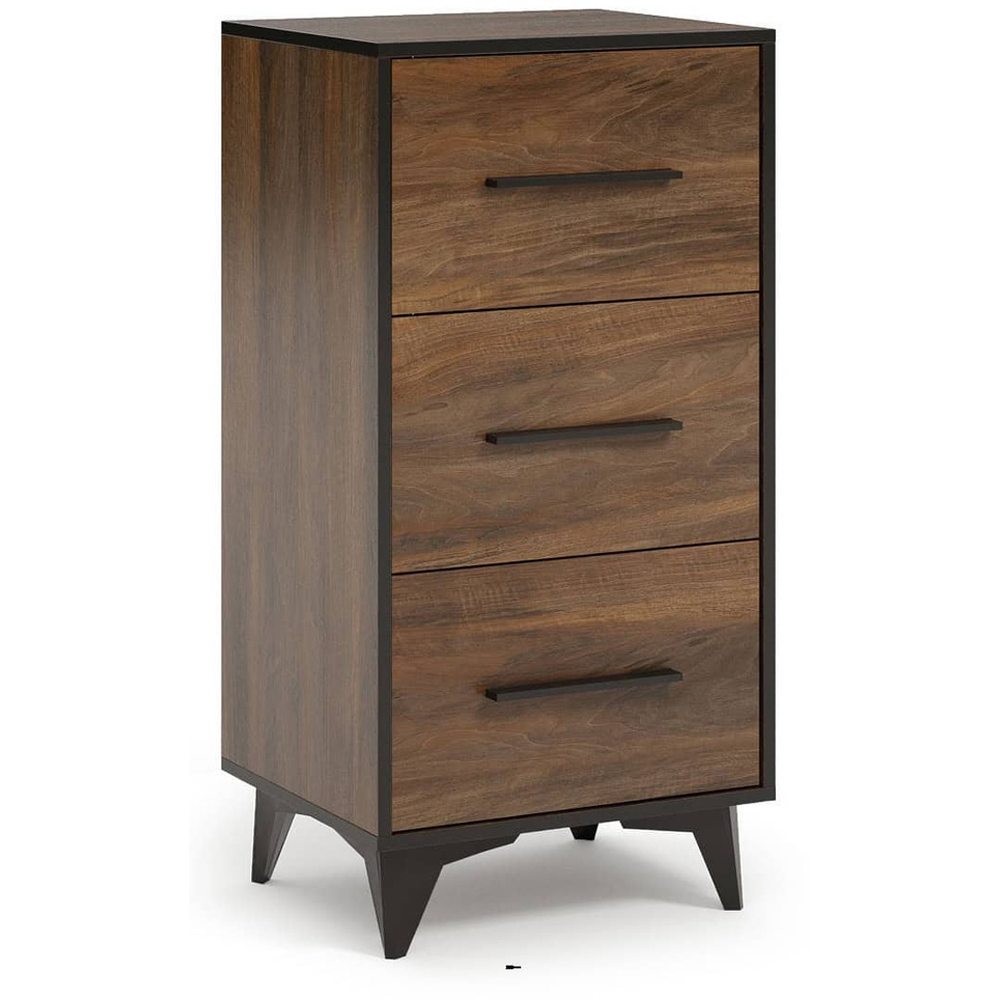 Impact Furniture Frida Dark Oak 3 Drawer Tall Narrow Chest of Drawers with Black Legs Image 2