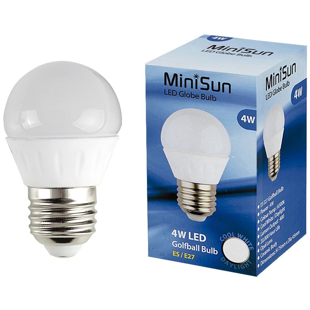 ValueLights 5 Pack E27 LED 4W 6500K Cool White Globe Light Bulbs Image 2