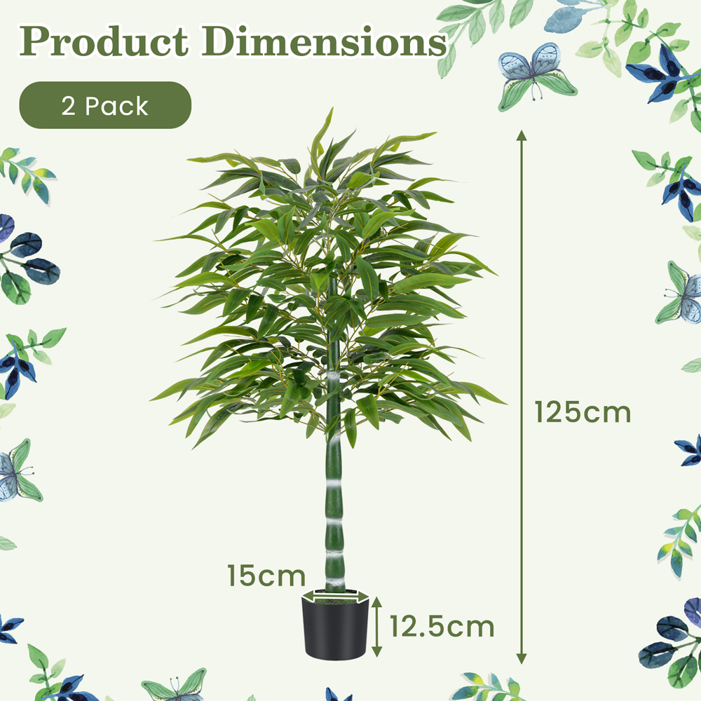Costway Artificial Bamboo Tree in Plastic Nursery Pot 125cm 2 Pack Image 9