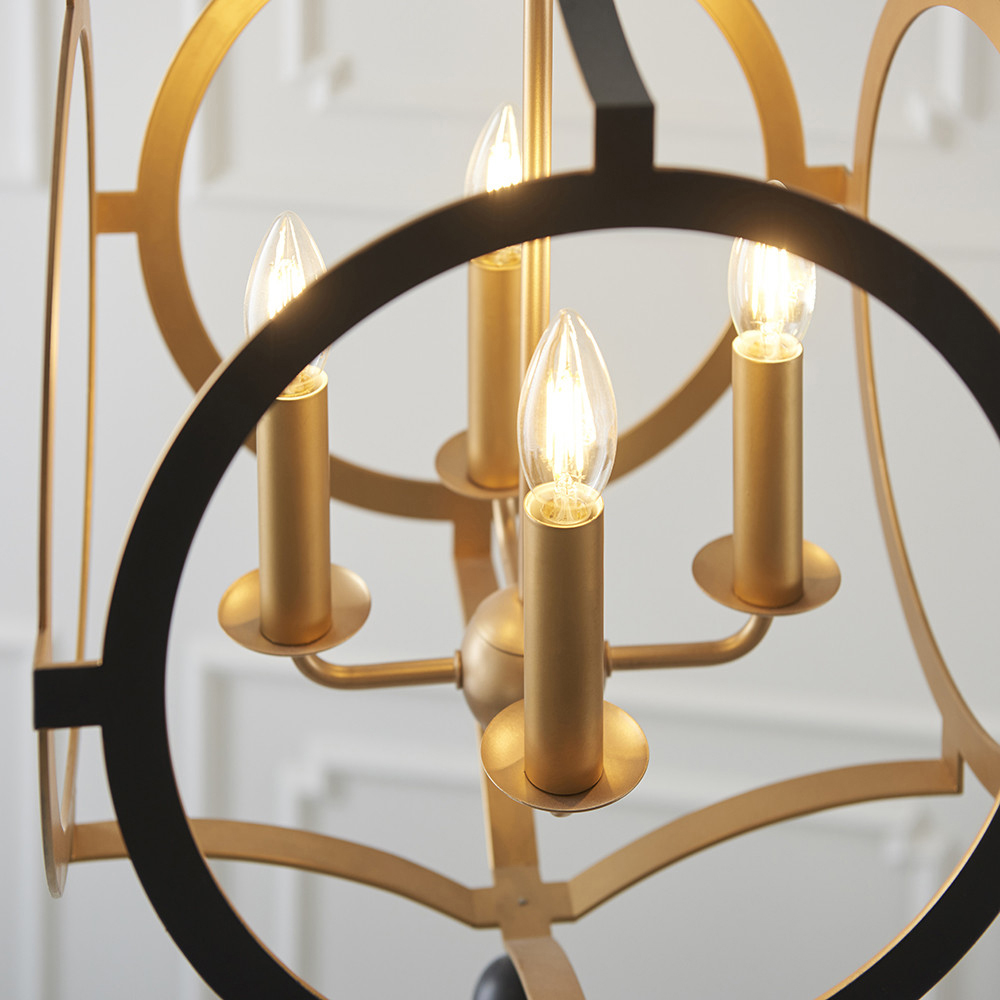 Merano Vicenza Matt Black and Gold 4 Light Pendant Ceiling Light Image 5