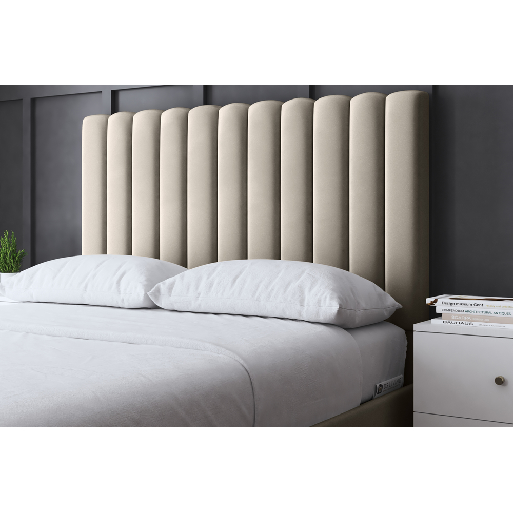 DS Living Evangeline King Size Cream Upholstered Ottoman Bed with Headboard Image 3
