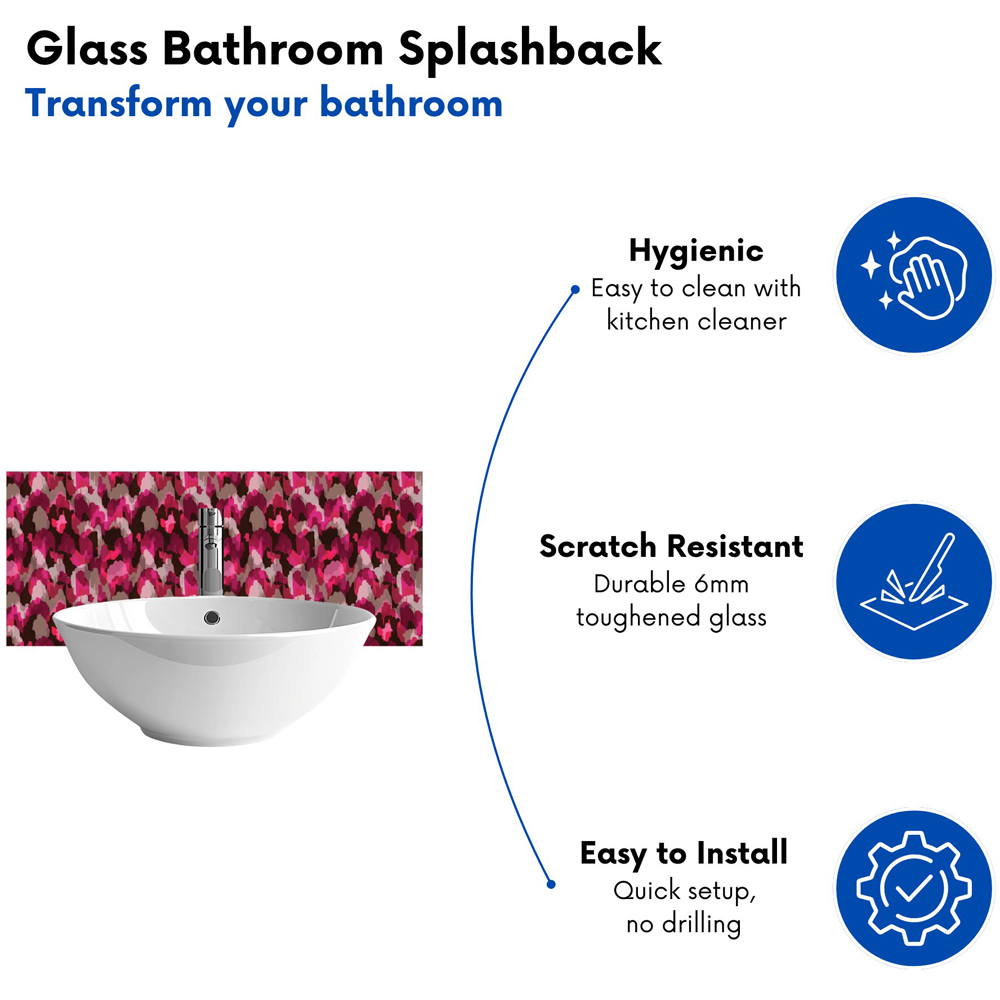 Warren Reed Designer Pink Animal Print Glass Bathroom Splashback 25 x 60cm Image 4