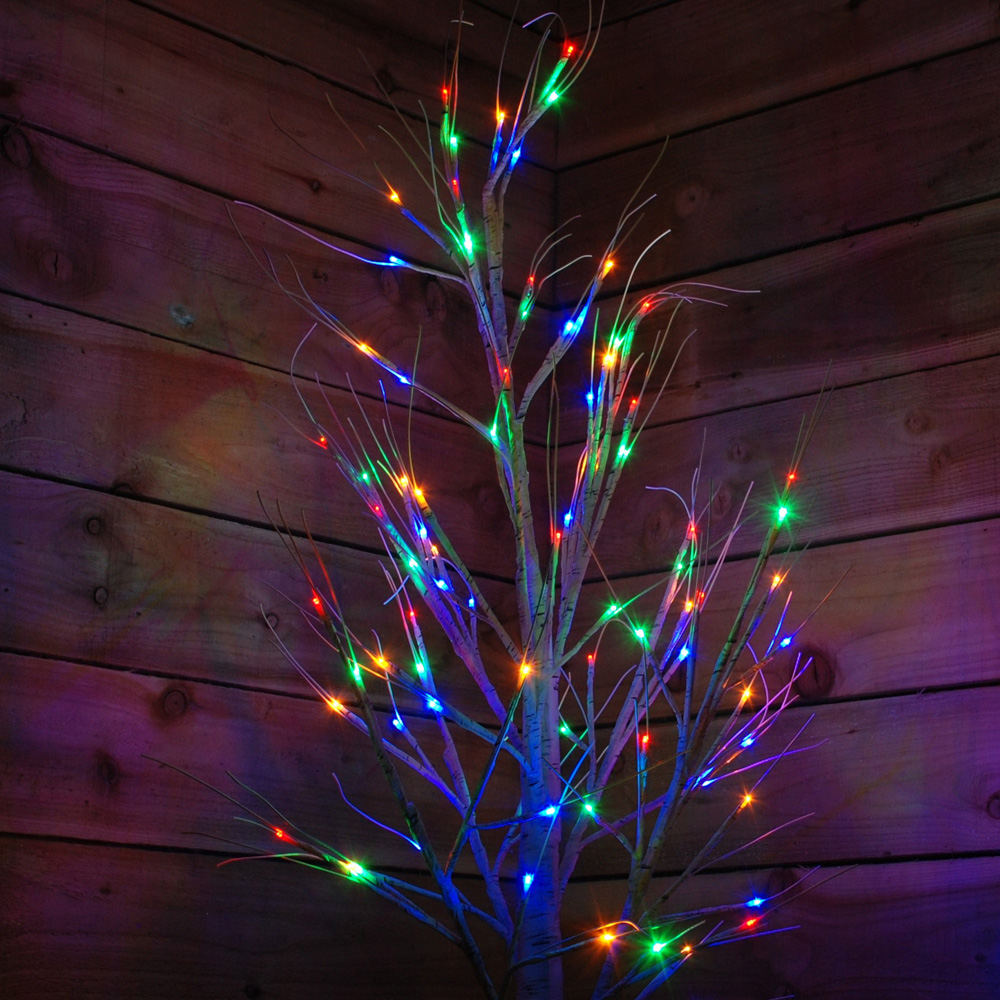 Samuel Alexander Multicolour LED Pre Lit Outdoor Birch Artificial Christmas Tree 8ft Image 2