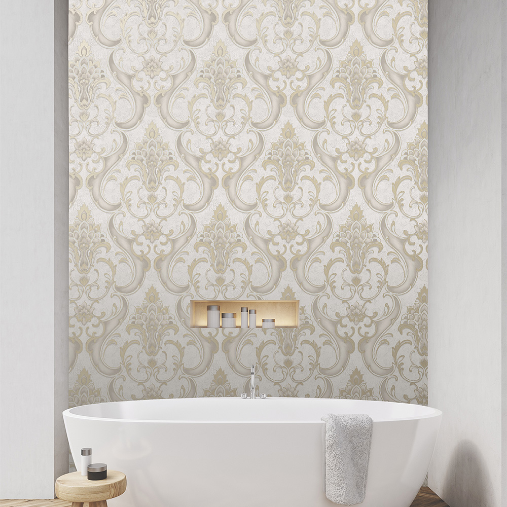 Rasch Sonata Damask Gold Wallpaper Image 4