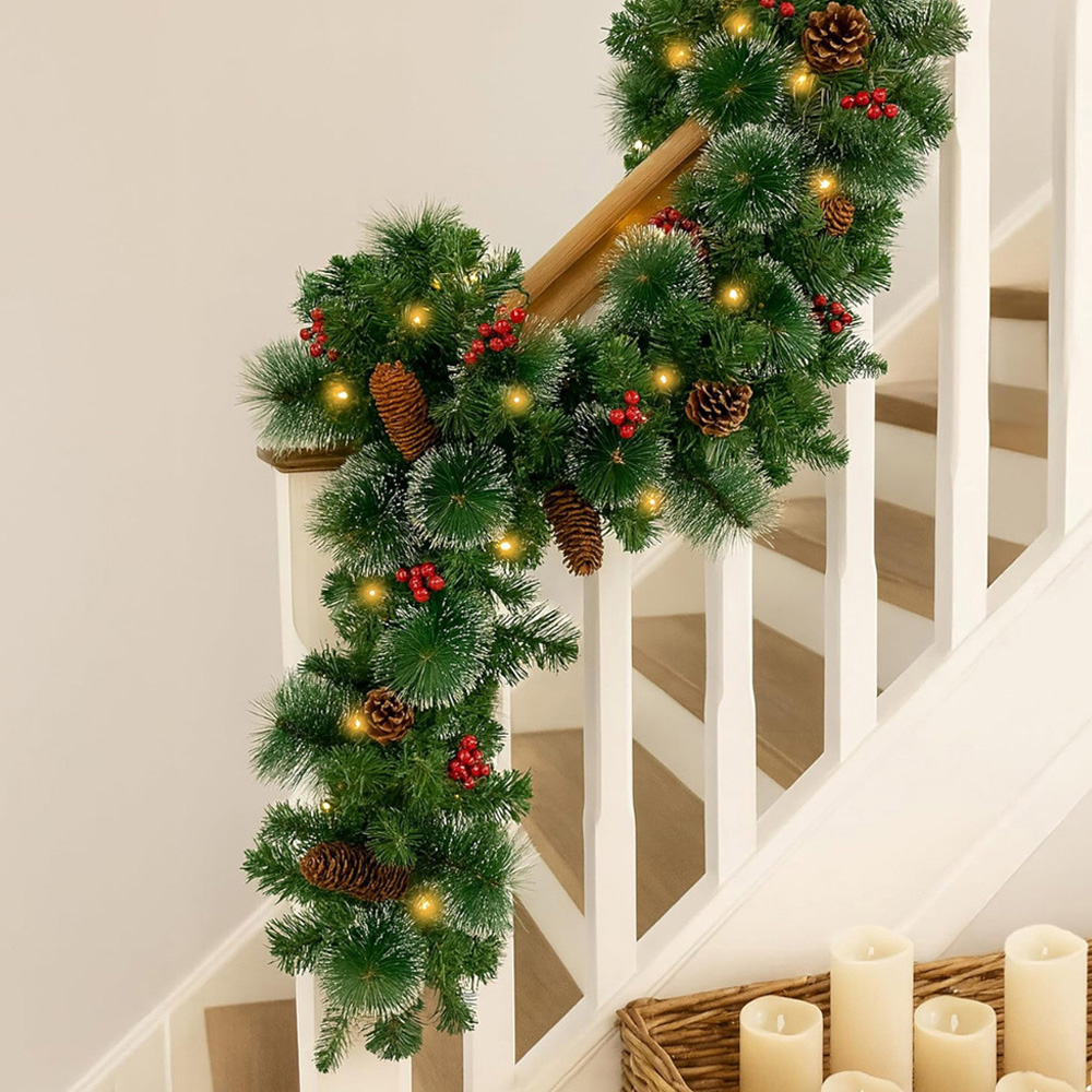 Marco Paul Snow Tipped LED Garland with White Berry and Acorn 270cm Image 2
