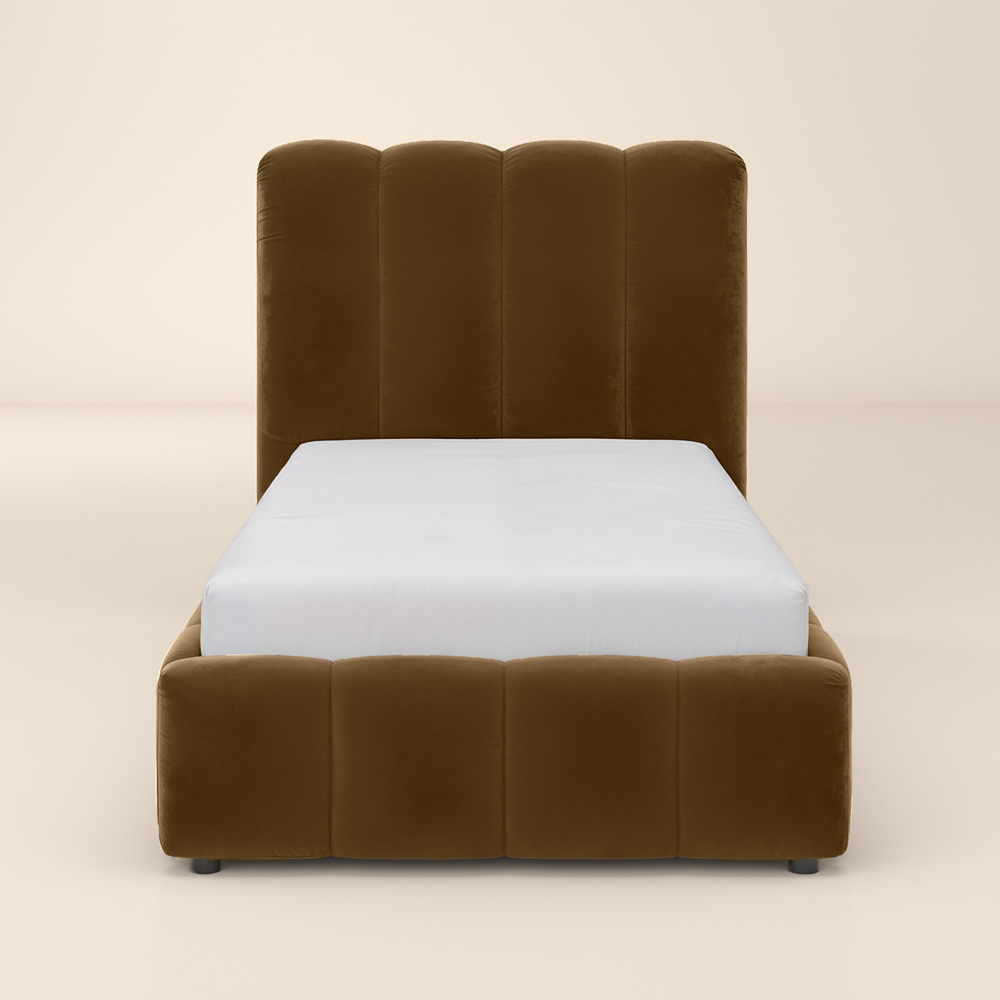 Solace+Co Emilie Single Brown Velvet Ribbed Ottoman Bed Image 3