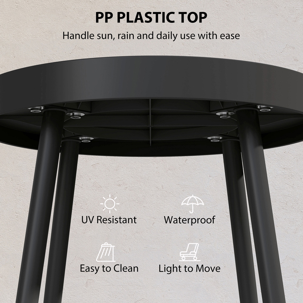 Outsunny Black Plastic Round Outdoor Coffee Table Image 6
