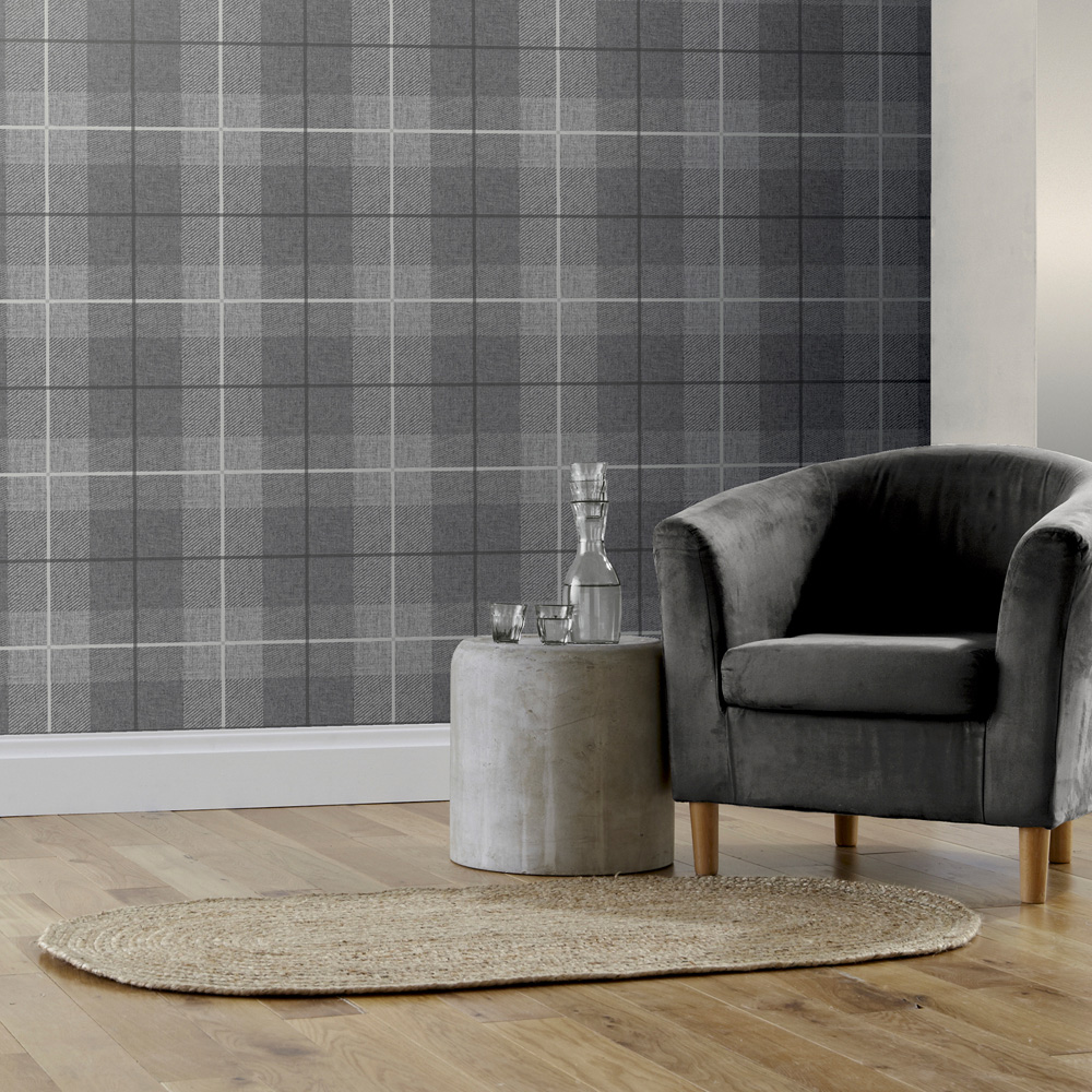 Arthouse Country Tartan Charcoal Wallpaper Image 7