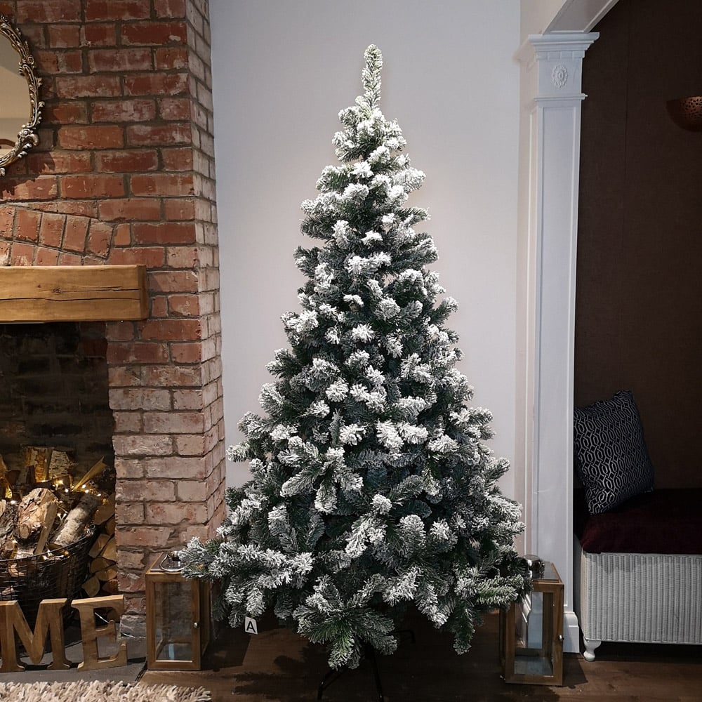 Samuel Alexander Green and White Snowy Imperial Pine Fir Artificial Christmas Tree 7ft Image 2