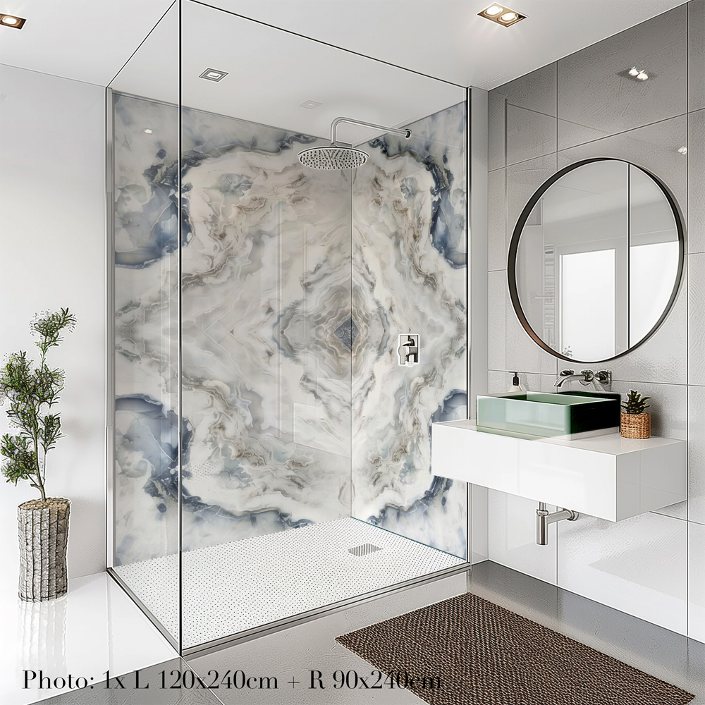 Splashbax Premium Artisan Persian Azul Acrylic Bathroom Wall Panel 2400 x 900mm Image 4