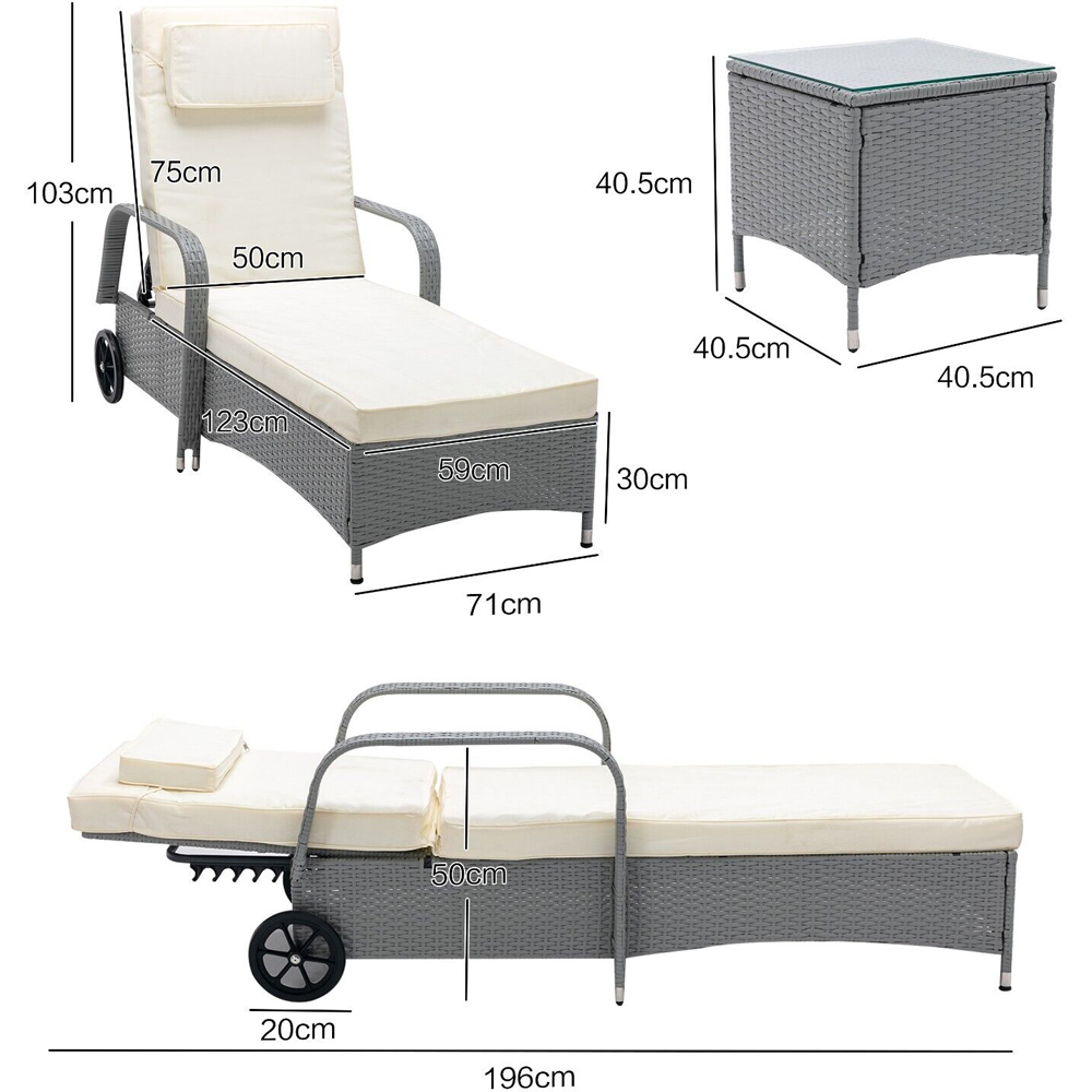 Venice Set of 2 Black Sun Loungers with Table Image 8