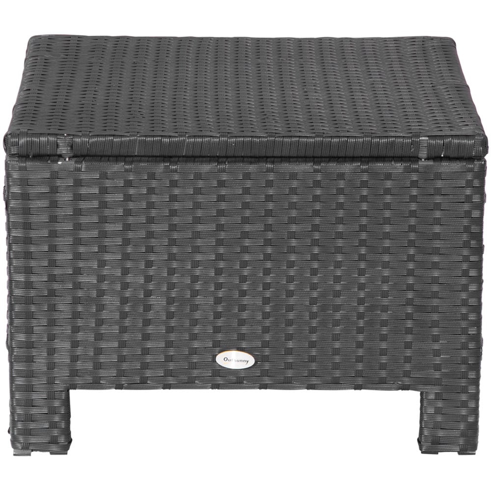 Outsunny Black PE Rattan Footstool with Padded Seat Image 3