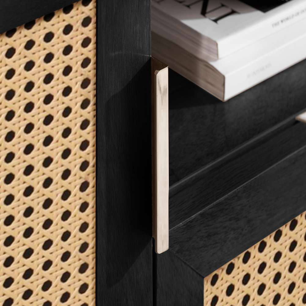 Birlea Noah 2 Door Single Drawer Black Rattan Small TV Unit Image 6